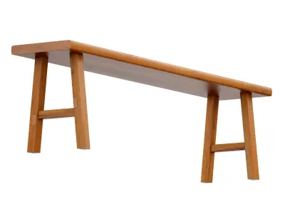 Wooden bench 3D model 2