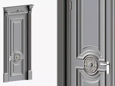 Classic style painted wooden doors 3D model