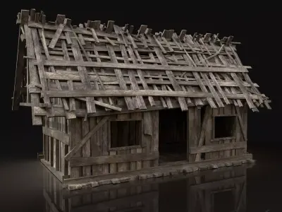 Next Gen AAA Simple Wooden Swamp Hut Low-poly 3D model