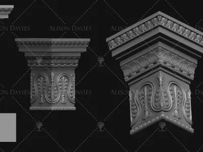 Architectural ceiling Cornice Palms dollhouse 3D print model 3D print model