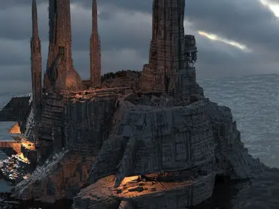 Assassin Base Empire Facility mountain 3D model