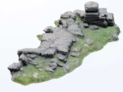 A Rock Formation - Dartmoor Stone Photo-Scan Model - Low-Poly Low-poly 3D model