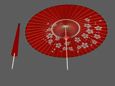 Chinese style umbrella Low-poly 3D model
