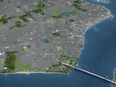 New York - Staten Island Low-poly 3D model