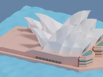 Cartoon Sydney Opera House Low-poly 3D model