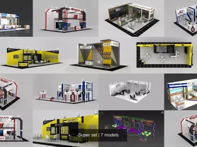 Super set exhibition stand design 3D Model Pack