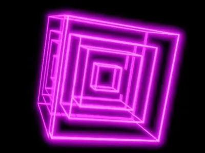 Lighting wireframe Cube animated Low-poly 3D model