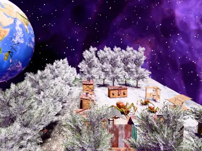 Alien Colony on Another Planet Low-poly 3D model