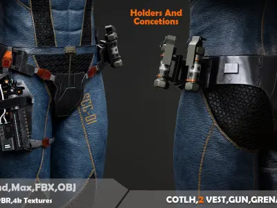 Scifi Security Set Low-poly 3D model