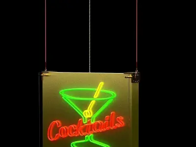 Chinese neon light Low-poly 3D model