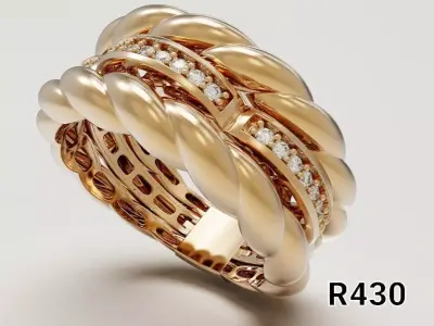 Twisted Harmony gold ring 3D print model
