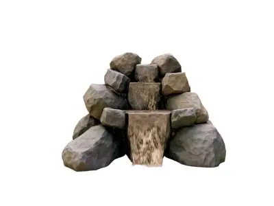 3-Tier Pond Rock Waterfall 3D model
