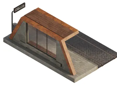 Tram station 3D model