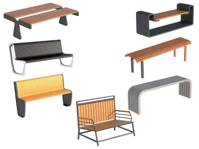 Collection City Bench 01 3D Model Pack