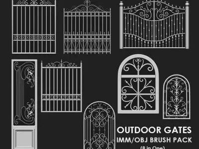 Outdoor Gates IMM Brush Pack 8 in One 3D model