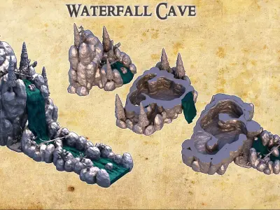 Waterfall Cave Tabletop Terrain 28MM  3D print model