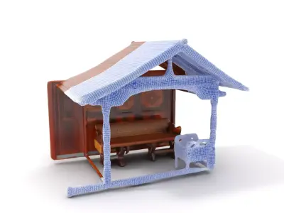 Elegant Wooden Gazebo model pack Low-poly 3D model