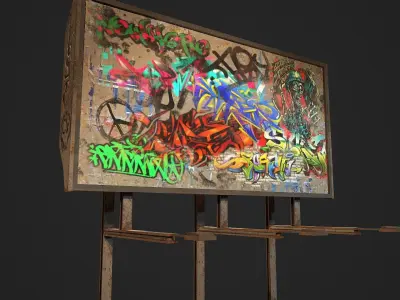 Rooftop Billboard in different variations Free low-poly 3D model