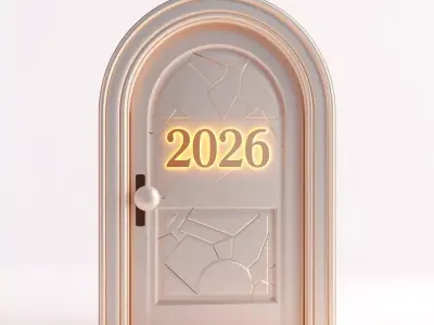 High-Quality 3D Cartoon New Year Arched Door Low-poly 3D model