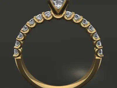 Solitaire Engagement Ring U Wire Diamond Shank 3D print model