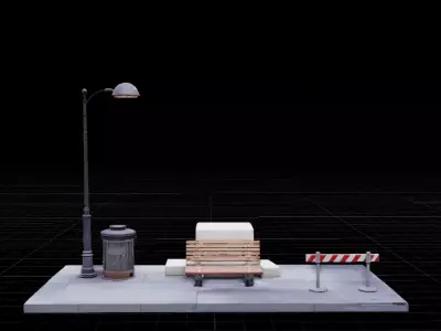 Street Props Set Fully Joint Game Film Background 3D Models Low-poly 3D model
