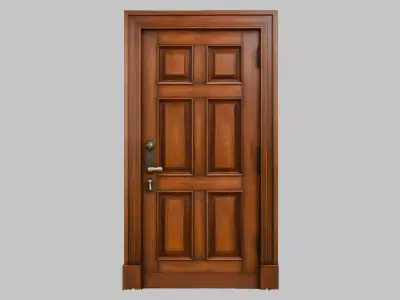 Elegant Wooden Door Low-poly 3D model