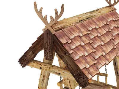 Garden Wooden Ethnic Swing 3D model