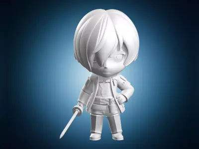 Makoto Yuki Chibi Style Figure With Sword 3D print model