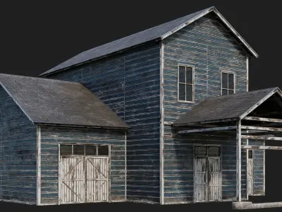 77-78-79-80 - Farm Buildings 4K PBR GameReady Low-poly 3D model
