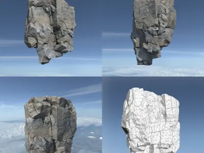 Low poly Gray Floating Island Rock Pack 211205 Low-poly 3D model