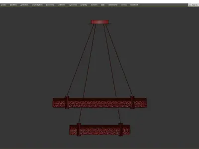 NINETT two circular crystal chandeliers hanging from gold frame Low-poly 3D model