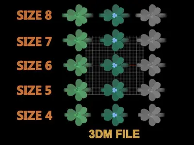 Flower Heart Petal Diamond Ring Band Mix Size 4-8 3D print model