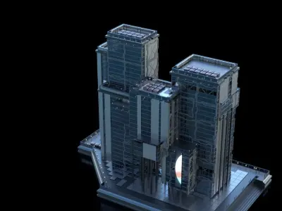 Futuristic Future Modern City Building Skyscraper 12 3D model