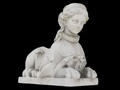Sphynx marble statue of woman on horse 3D model