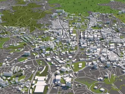 Seoul South Korea 50x50km 3D City Map 3D model