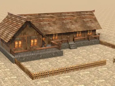Old medieval townhouse 3D model Low-poly 3D model