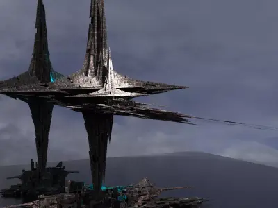 Sunlight Angelic Sci Fi City Kitbash 3 3D model