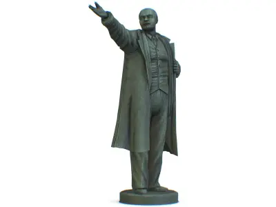 Bronze Statue Vladimir Lenin Classical Pose Low-poly 3D model