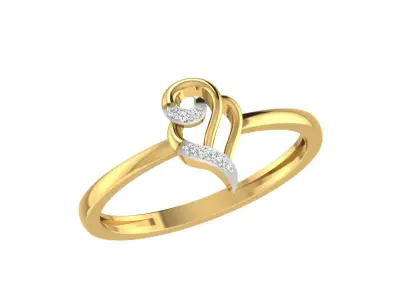 Light Weight Yellow Gold Diamond Ring  -EZ R-127 3D print model