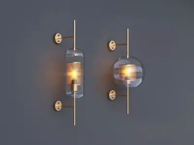 Brass Glass Wall Sconce 3D model