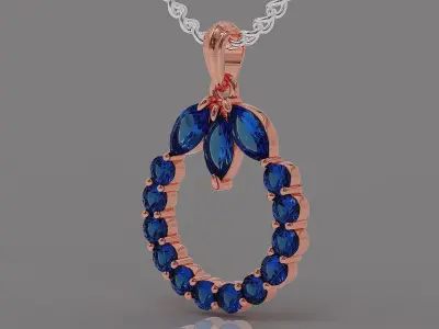 Marquise and round shape diamond pendant Free 3D print model