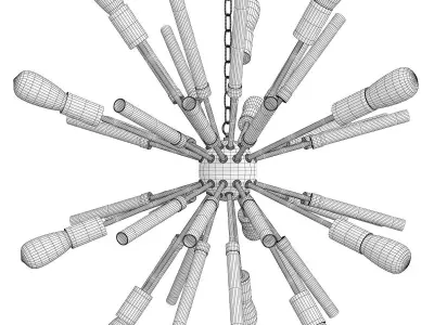 12 Light Sputnik Chandelier Low-poly 3D model
