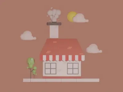 Lowpoly Market house Low-poly 3D model
