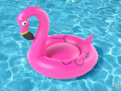 Pink Flamingo Low-poly 3D model