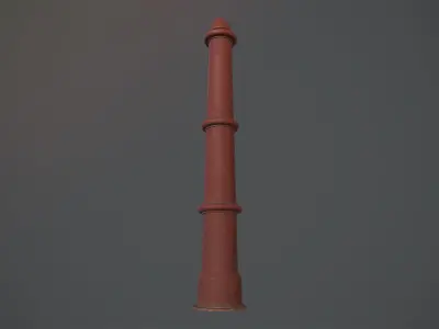 Barrier Bollard pack 5 Red v3 Low-poly 3D model