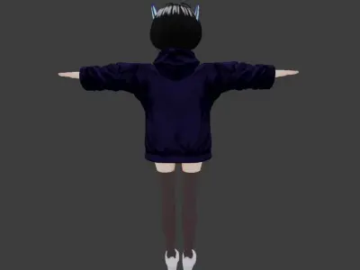 SciFi 3d anime kawaii girl character c16 Low-poly 3D model