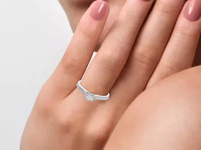 Modern Open Prong Solitaire Ring CAD Design STL 3DM 3D print model