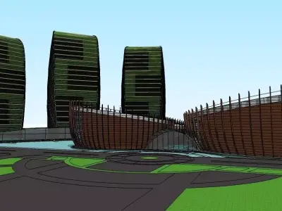 iconic buildings layout  Low-poly 3D model