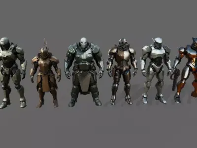 Cyborg Fighter Pack 2 Low-poly 3D model