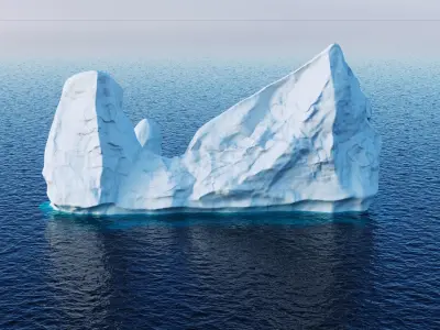 Iceberg floating in ocean Low-poly 3D model